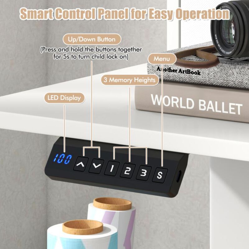 Hivvago 55 Inch x 24 Inch Height Adjustable Electric Standing Desk with 2 Drawers