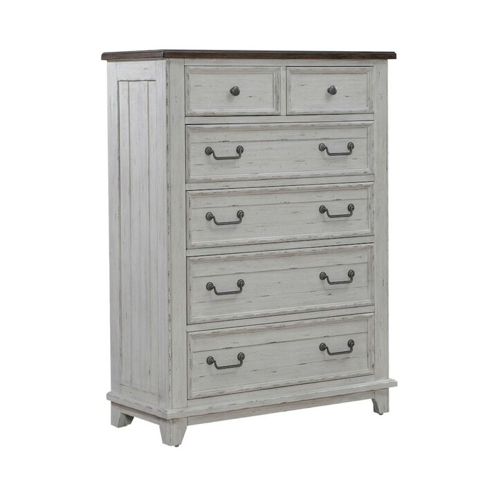 Liberty Furniture River Place 6 Drawer Bedroom Chest Cottage - Riverstone White & Tobacco