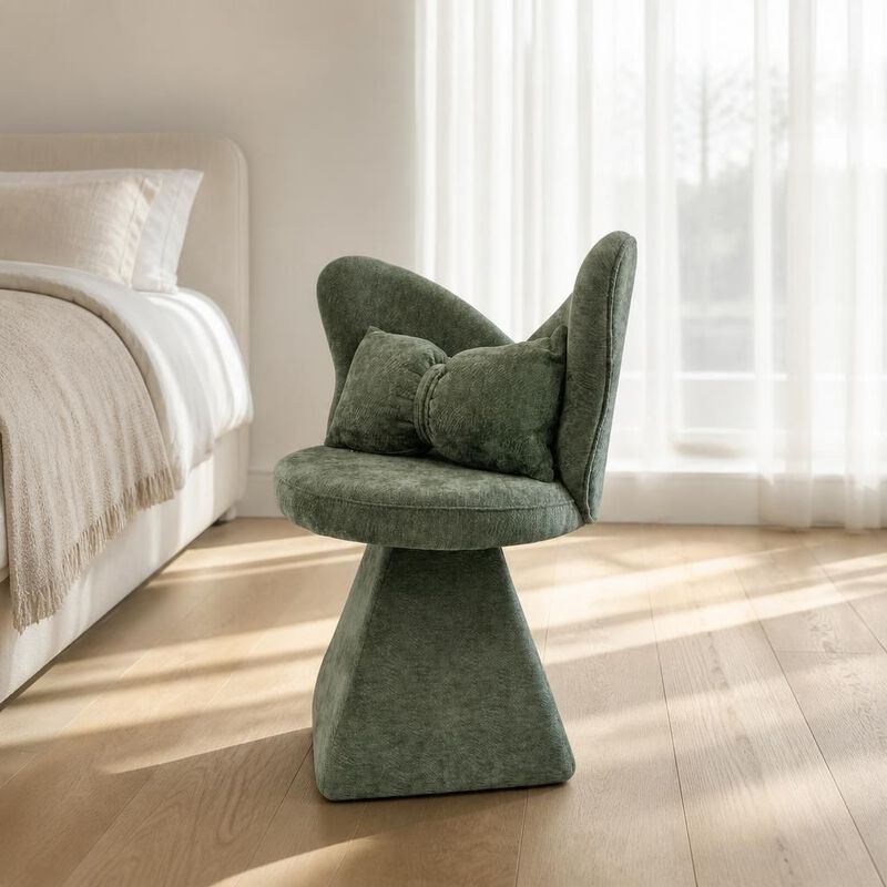 GOODSILO 360 Swivel Butterfly Back Vanity Chair Armless Accent Makeup Seating for Dining, Bedroom, Study and Recreational Use image number 2