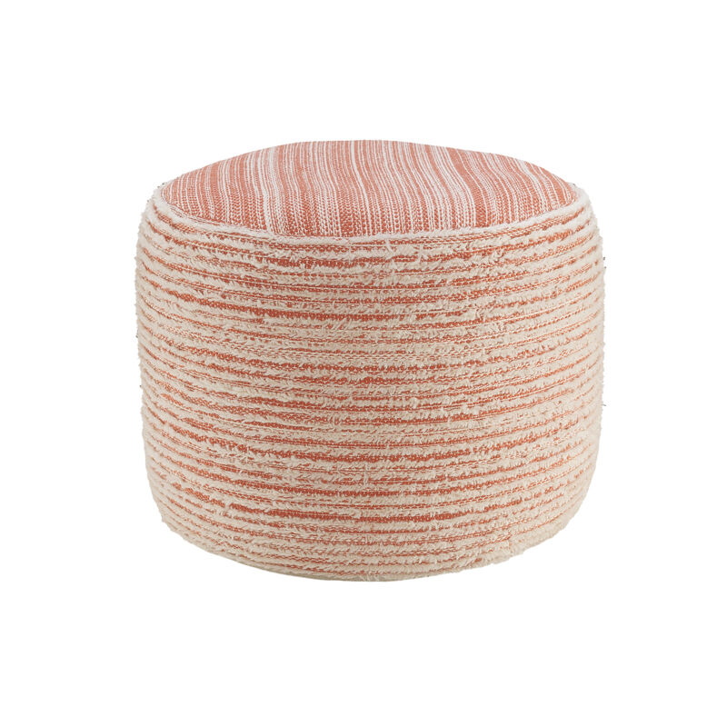 Durable Fabric Cylinder Striped Pouf Ottoman – Accent Floor Cushion for Living Room