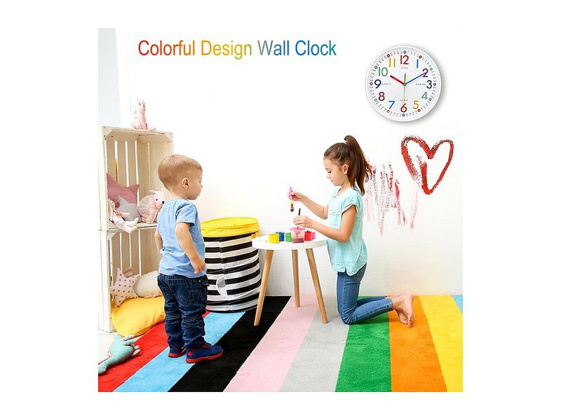 Learning Teaching Time Colorful Nursery Wall Clock 8 Inch Silent Non Ticking image number 2