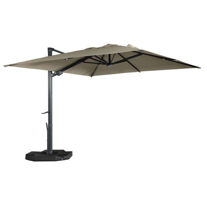 MONDAWE 13ft Square Solar LED Cantilever Patio Umbrella with Tilt for Outdoor Shade