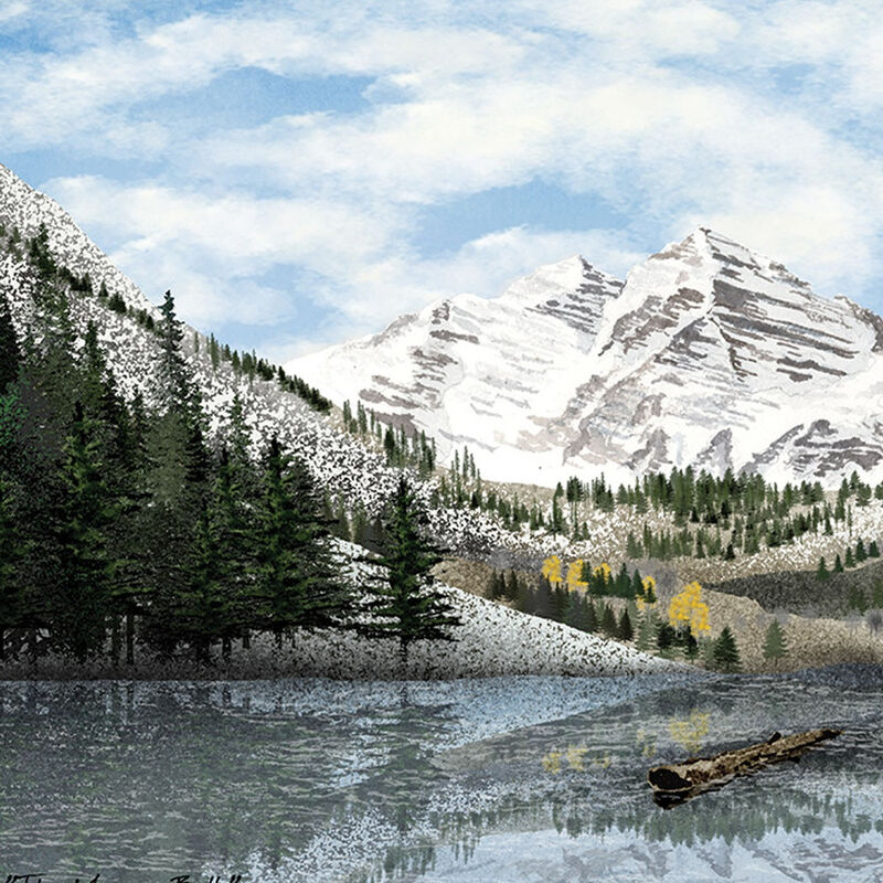 HomeRoots Snowy Mountain Landscape  Black Framed Wall Art image number 2