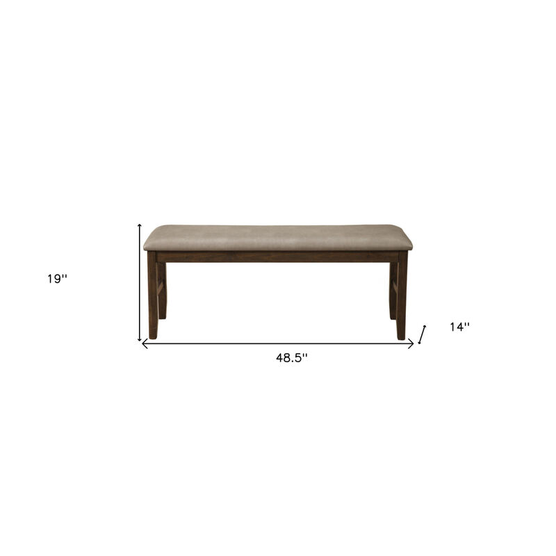 Elegant Faux Leather Dining Bench – Distressed Upholstered Cushion with Wood Support