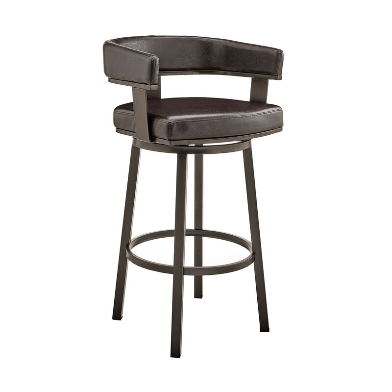 Cohen Bar Height Swivel Bar Stool in Silver Finish with White Faux Leather image number 0
