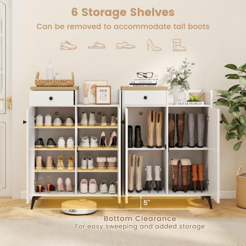 Hivvago 2-Door Shoe Rack Organizer with Drawer and 6 Removable Shelves