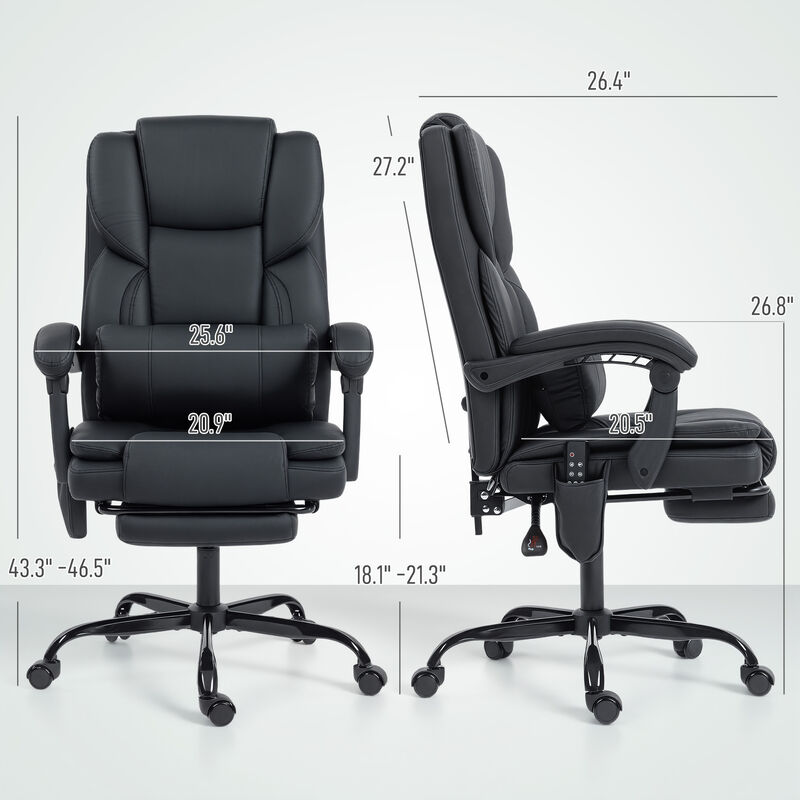 Hivvago Reclining Office Chair with Footrest and Massage Function image number 2