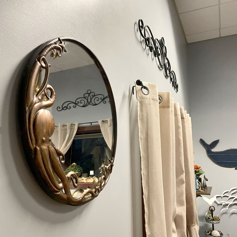 Bronze Octopus Wall Mirror &ndash; 20-Inch Decorative Accent for Nautical Home Decor image number 7