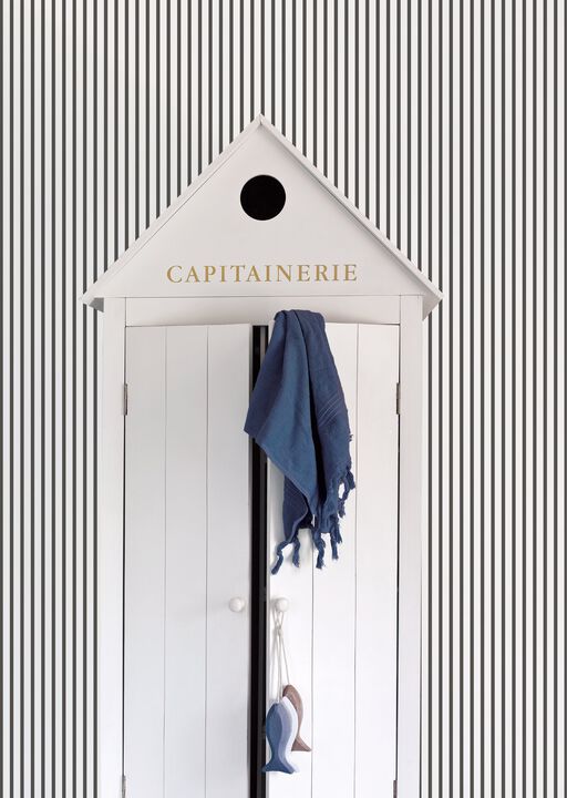 Smart Stripes 3 Breton Stripe Black and White Wallpaper G67533