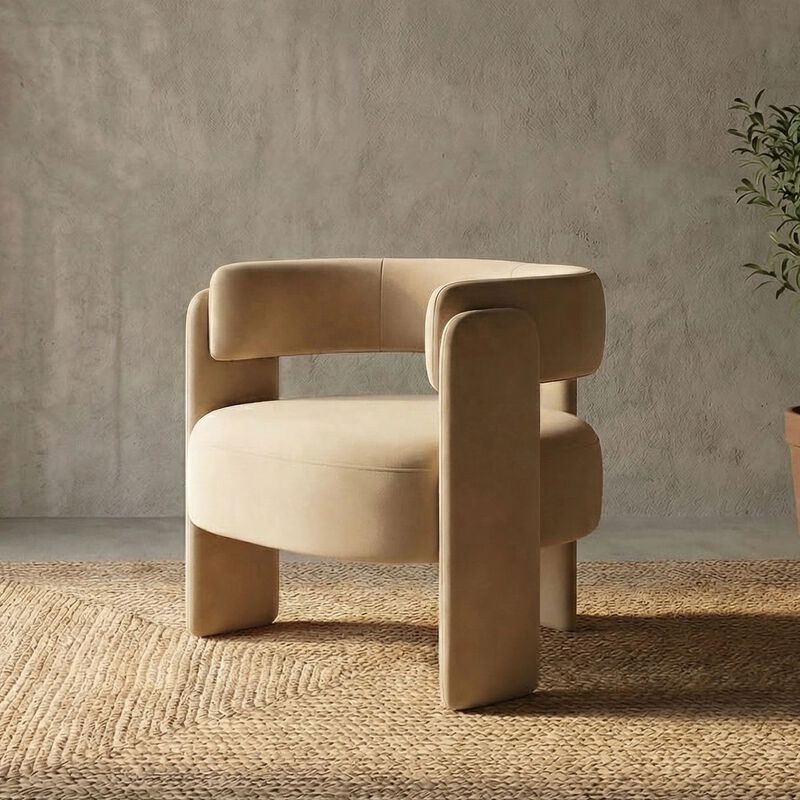 Envelor Modern Velvet Wingback Accent Armchair image number 5