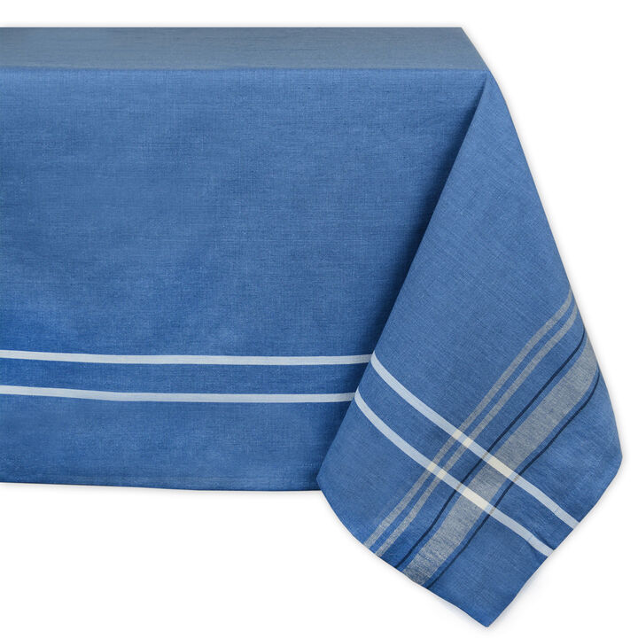 Blue French Striped Pattern Rectangular Tablecloth 60" x 84"
