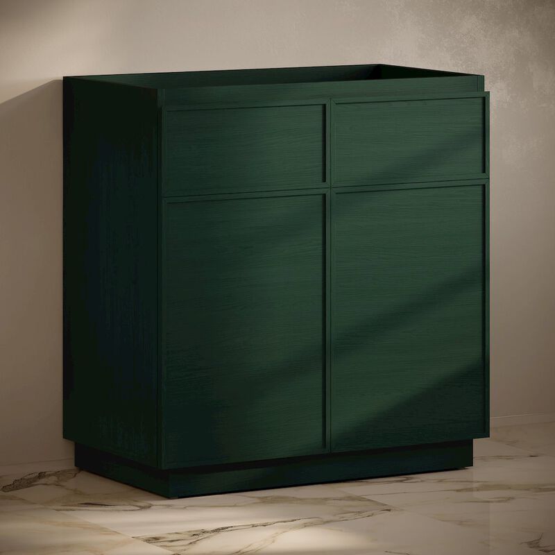St. Tropez 36" Freestanding Bathroom Vanity Cabinet without Top in Green Oak image number 2