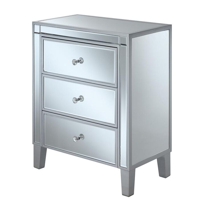 Convience Concept, Inc. Gold Coast Large 3 Drawer Mirrored End Table