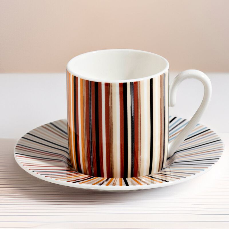 Coffee Cup & Saucer STRIPES JENKINS 148 Set of 2, cup diam. 2.36", H 2.4", saucer diam. 4.72" image number 2
