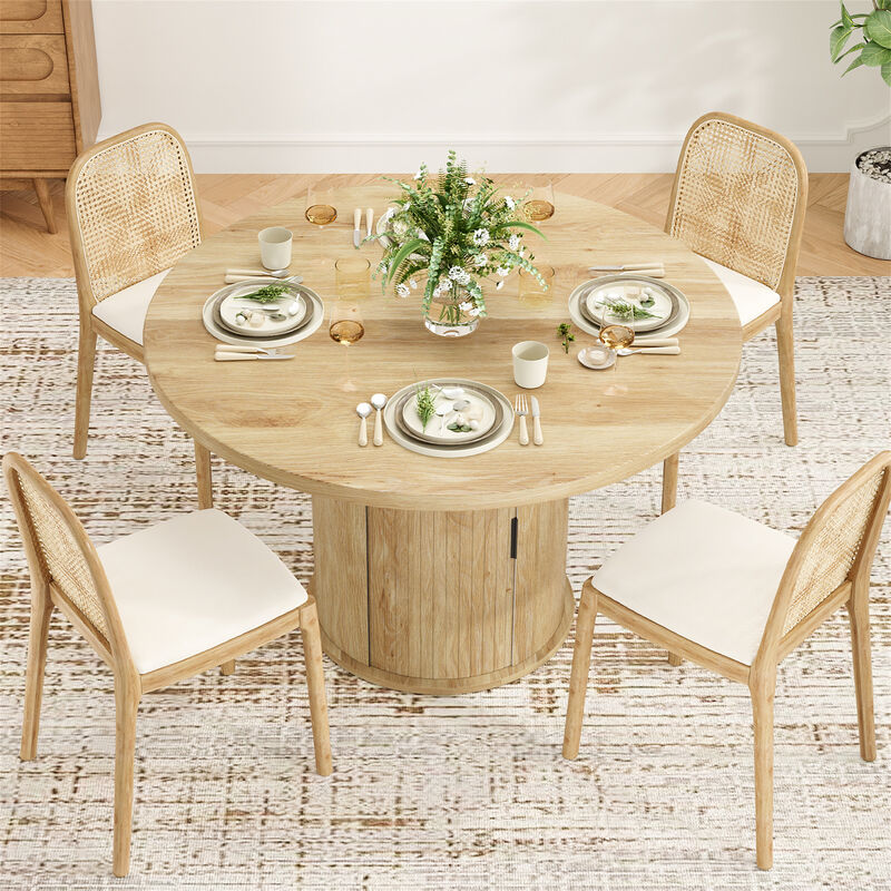 43" Round Wood Dining Table for 4 People image number 1