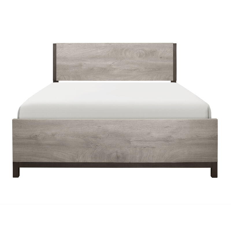 Queen Bedroom Set, Gray Wood, 3 Piece Set with 2 Nightstands image number 2