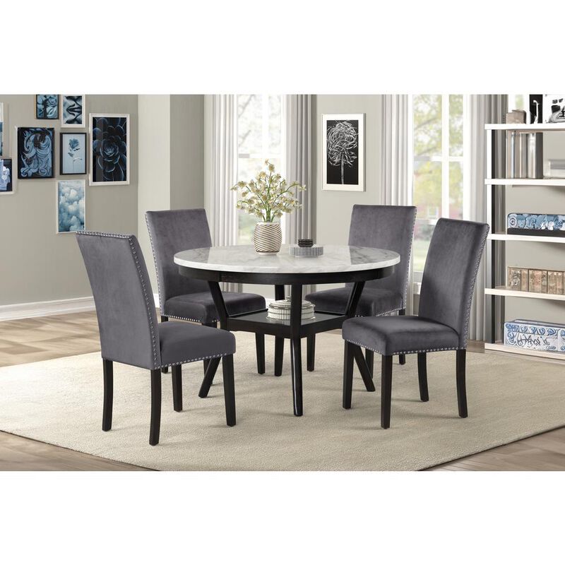 New Classic Furniture Furniture Celeste Faux Marble & Wood Dining Table in Espresso