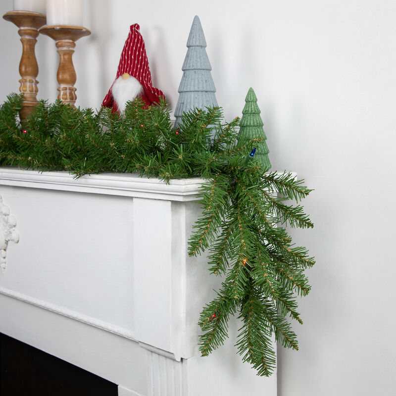9' x 10 Pre-Lit Rockwood Pine Artificial Christmas Garland  Multi Lights image number 1