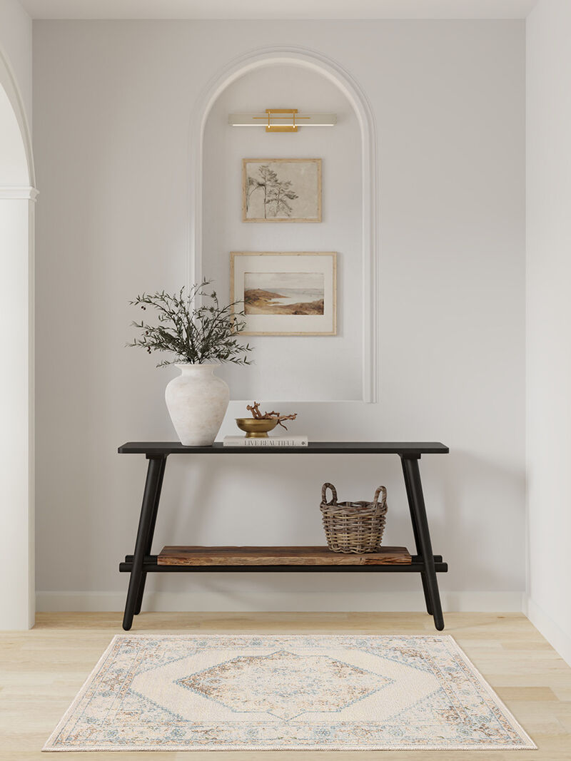 Astra Machine Washable ASW13 Ivory/Blue 3'3" x 5' Rug