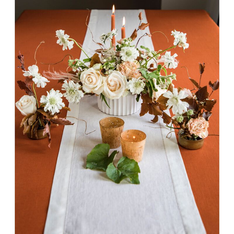 Solino Home 100% Pure Linen Table Runner - Classic Hemstitch