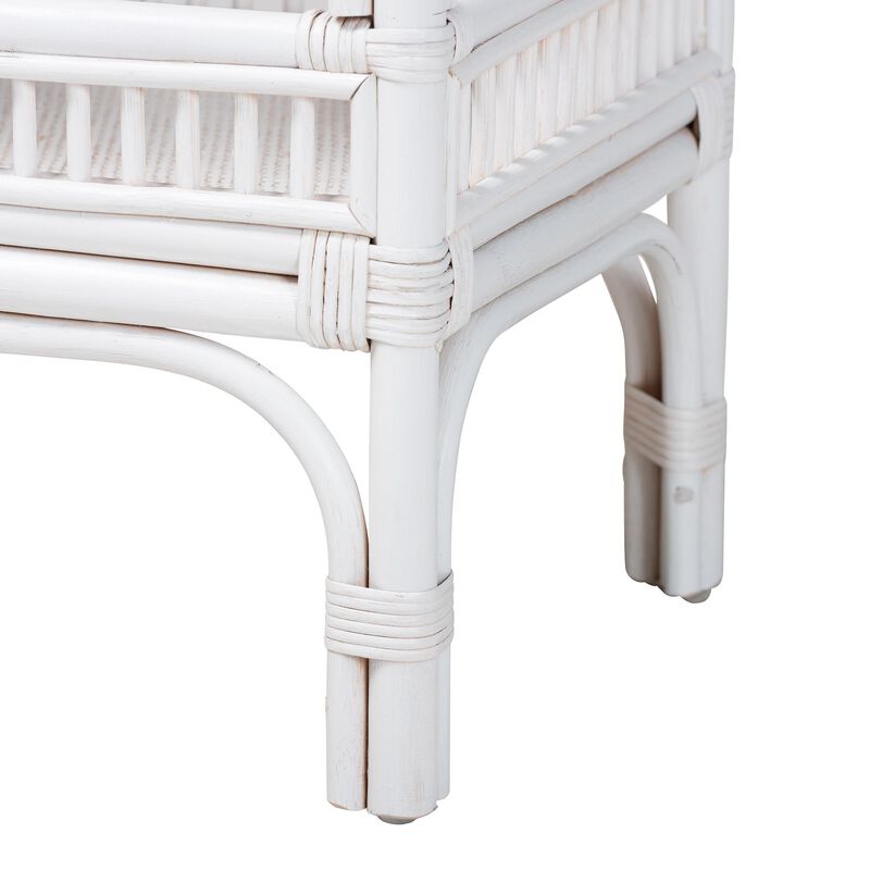 bali & pari Lombok Natural Rattan Console Table - Handwoven Wicker 2-Tier Accent Table with Raised Tray Top for Living Room or Entryway image number 4