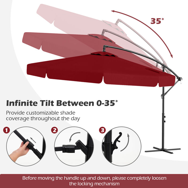 Patio Cantilever Umbrella with Cover &ndash; Tilt Adjustment & Decorative Ruffled Edge