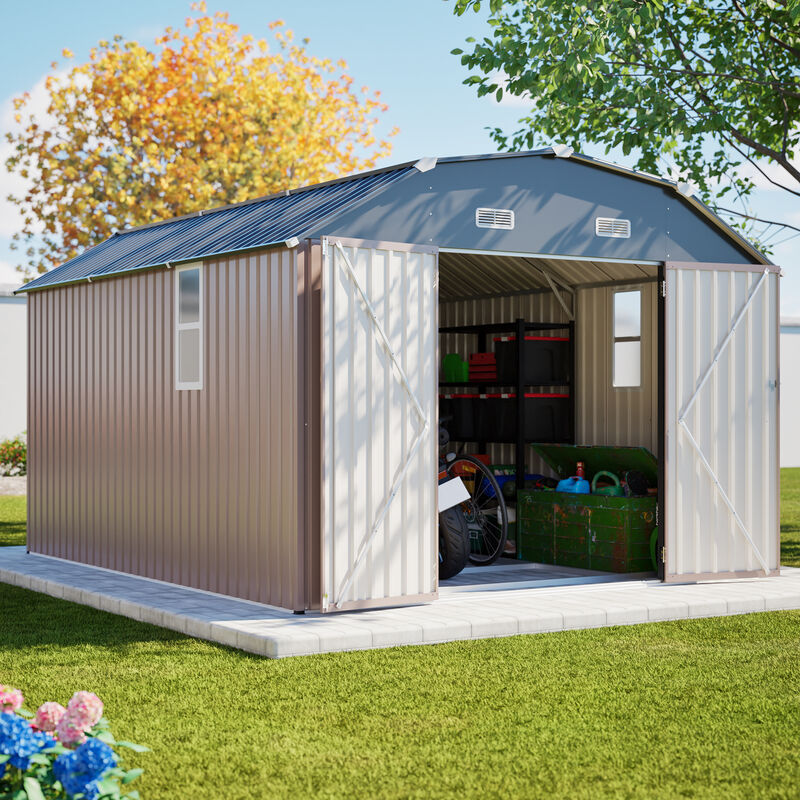 Metal Outdoor Storage Shed with Floor Frame Kit Tool Shed Heavy Duty image number 2