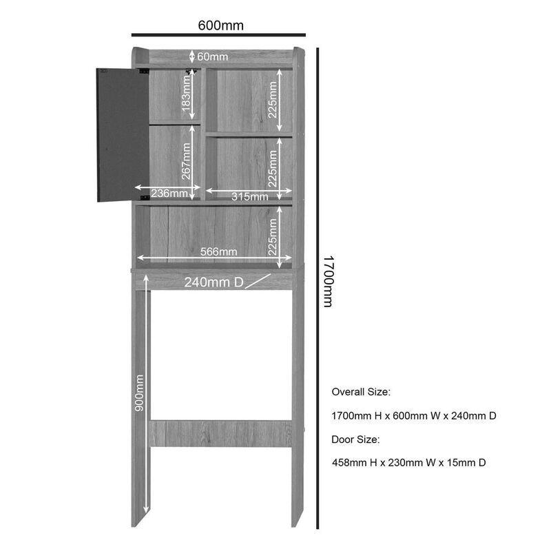 Better Home Products Ace Over-the-Toilet Storage Cabinet in Natural Oak & Dark Gray