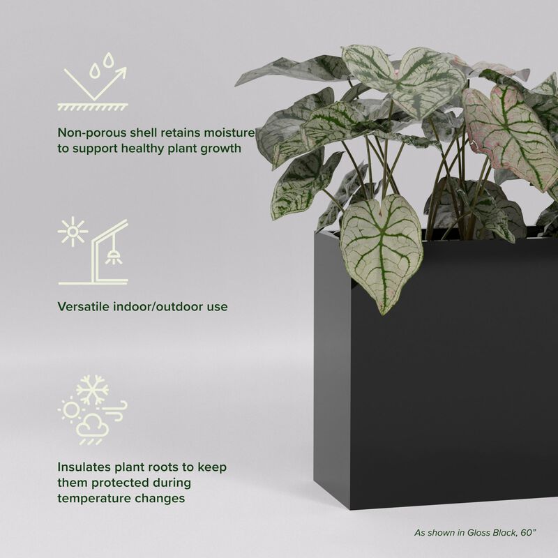 Greenline Fiberglass Alice Rectangle Planter - Indoor/Outdoor Large Fiberglass Lightweight Planter.