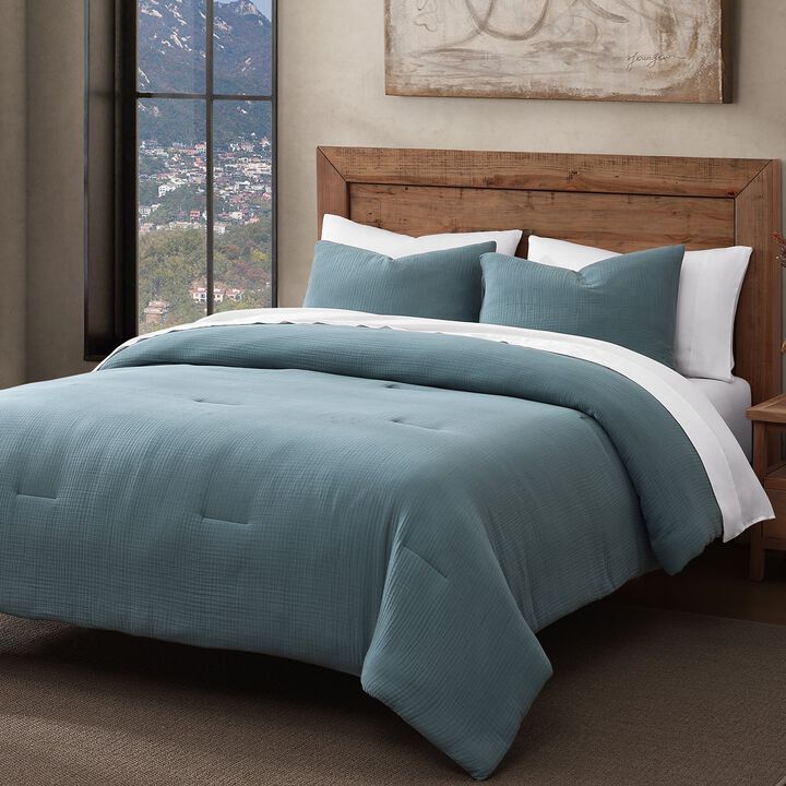 Cotton Voile Blue King Comforter Set