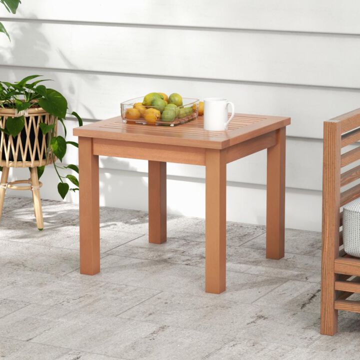 Hivvago Square End Outdoor Adirondack Side Table with Slatted Tabletop