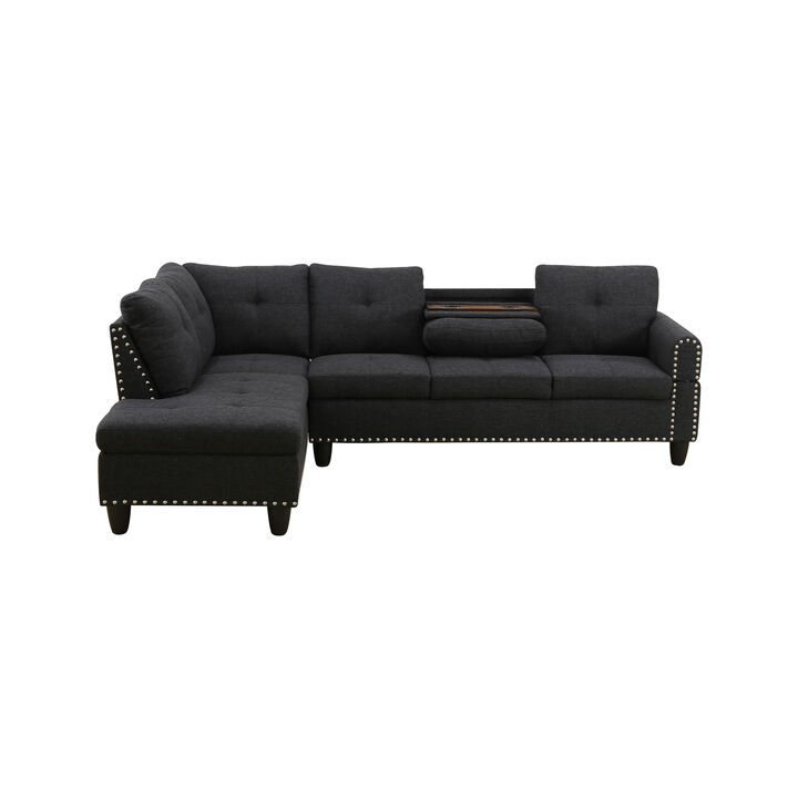 Sogfax L‑Shaped Linen Blend Sectional Sofa