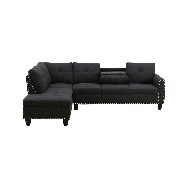 Sogfax L‑Shaped Linen Blend Sectional Sofa image number 0