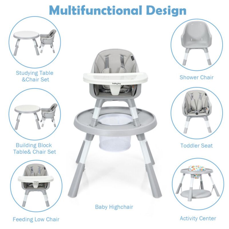 Hivvago 6-in-1 Baby High Chair Infant Activity Center with Height Adjustment