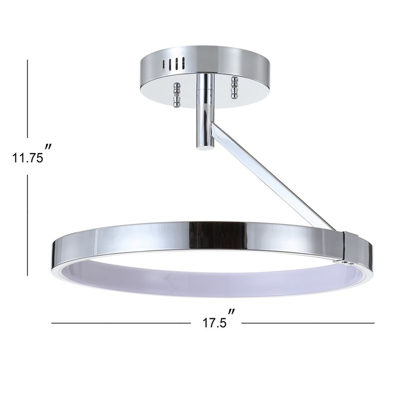 Owen 17.5" Dimmable Integrated LED Metal Semi-Flush Mount, Chrome