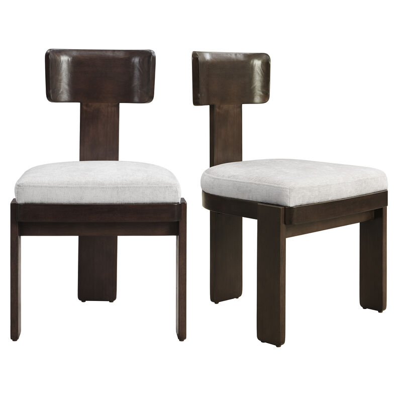 Merax Upholstered Rubber Wood Dining Chairs Set of 2