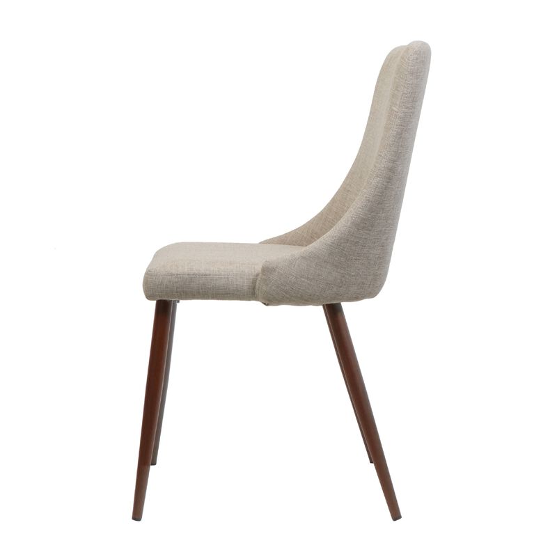 Dining Side Chair Set of 2, Wheat Brown Fabric, Tapered Iron Legs image number 4