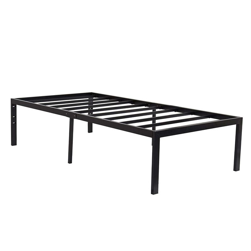 Sturdy High Black Metal Platform Bed Frame with Heavy Duty Support