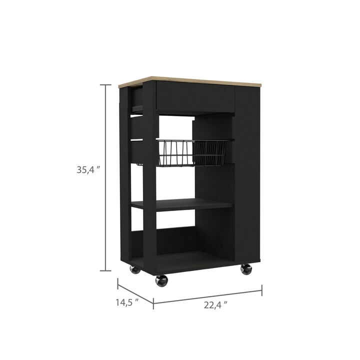 Prospect 5-Shelf 1-Drawer Kitchen Cart Black Wengue and Light Oak