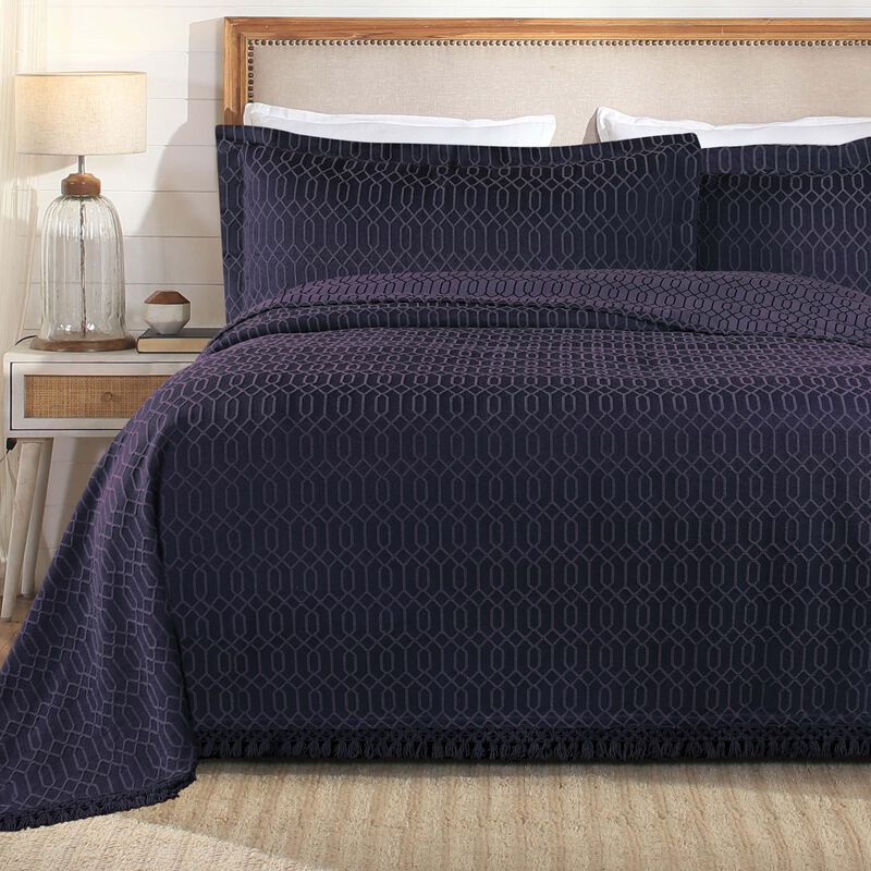 Geometric Fringe Cotton Bedspread Set, 3-Piece Lightweight Comfort image number 6