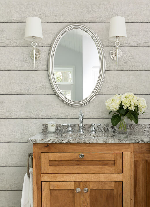 Morgan White Distressed Wood Wallpaper