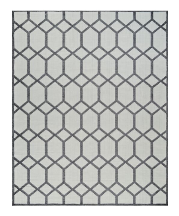 HomeRoots 8' X 10' Beige And Gray Geometric Distressed Indoor Outdoor Area Rug