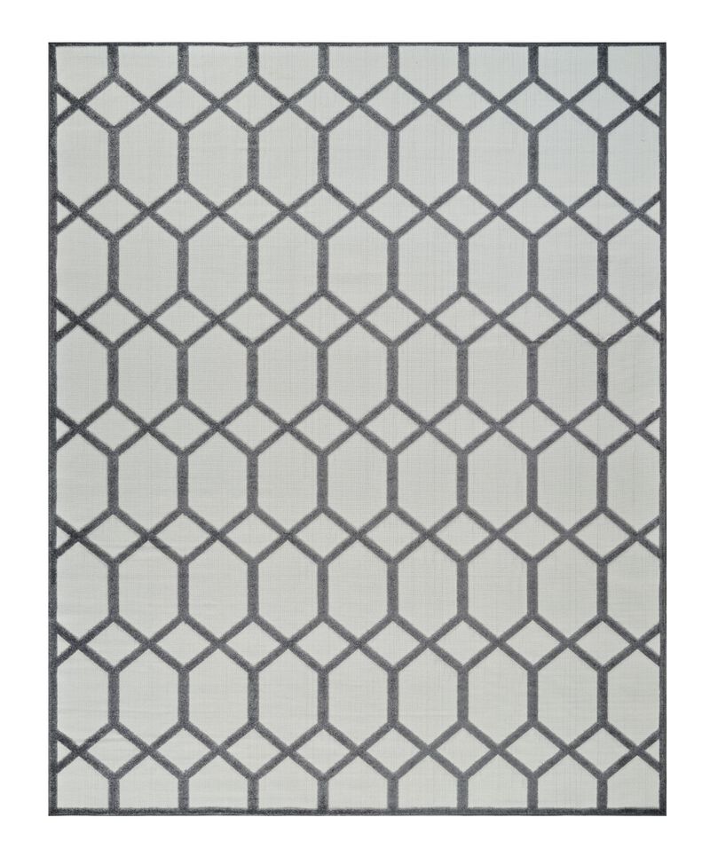 HomeRoots Geometric Distressed Indoor Outdoor Area Rug image number 0
