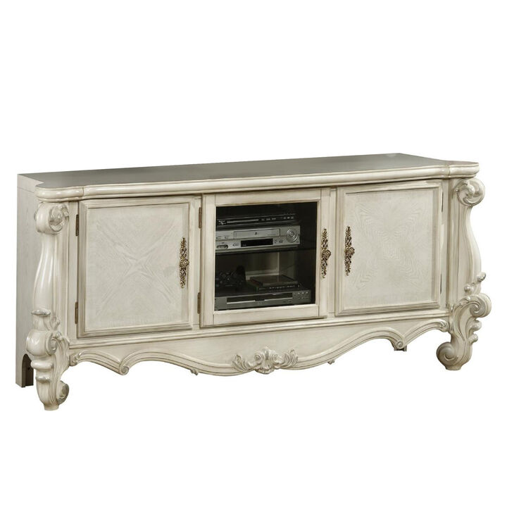 Charming TV Stand, Bone White - Benzara