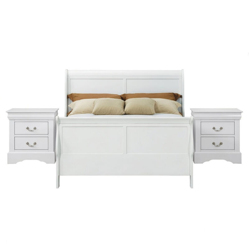 Queen Size Bedroom Set, White Finish, 2-Piece Set with Bed and Nightstand image number 0