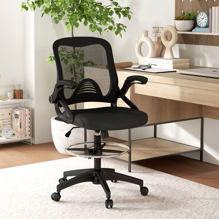 Hivvago Mesh Drafting Chair with Lumbar Support and Footrest Ring