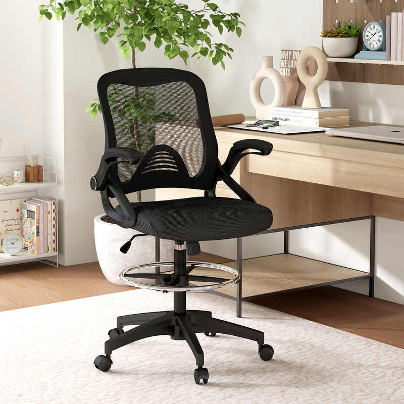 Hivvago Mesh Drafting Chair with Lumbar Support and Footrest Ring image number 1