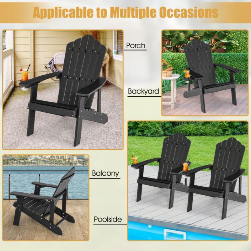 Hivvago Weather Resistant HIPS Outdoor Adirondack Chair with Cup Holder