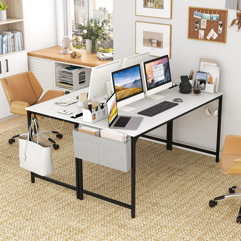 60 Inch Computer Desk with Charging Station Storage Bag