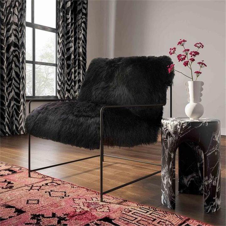 Casafoyer Kimi Black Genuine Sheepskin Chair